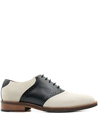 Flag LTD. Men's Copley Nubuck Leather Brogue Detail Saddle Dress Oxfords