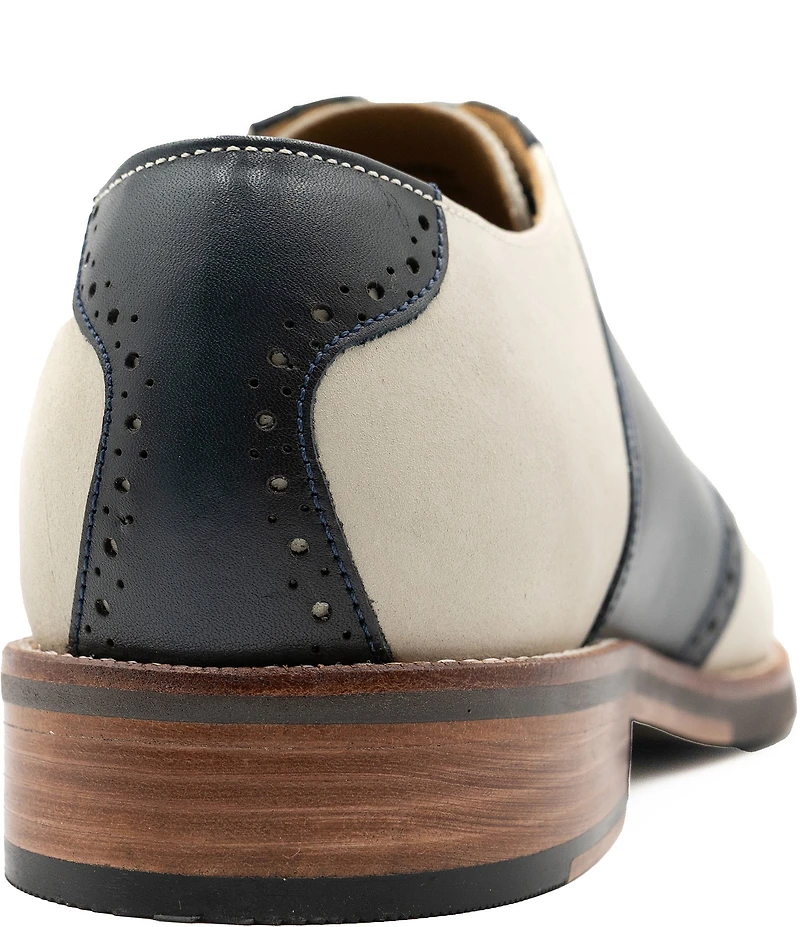 Flag LTD. Men's Copley Nubuck Leather Brogue Detail Saddle Dress Oxfords