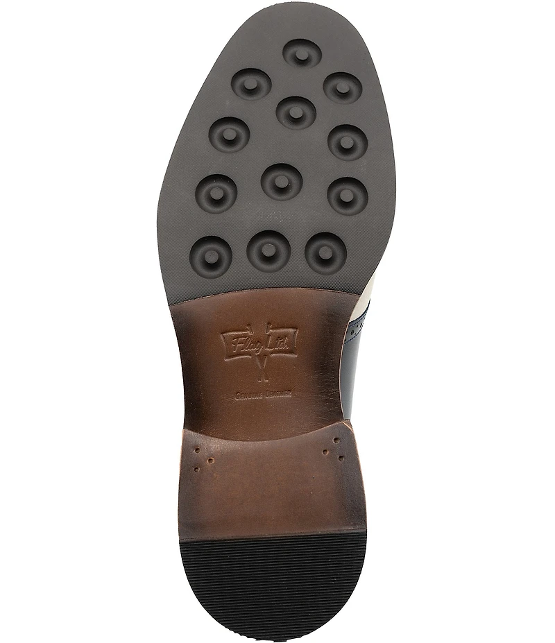 Flag LTD. Men's Copley Nubuck Leather Brogue Detail Saddle Dress Oxfords