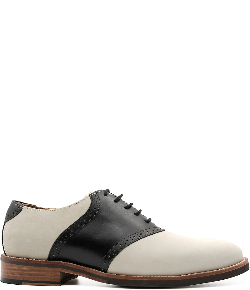 Flag LTD. Men's Copley Nubuck Leather Brogue Detail Saddle Dress Oxfords
