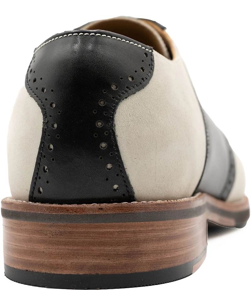 Flag LTD. Men's Copley Nubuck Leather Brogue Detail Saddle Dress Oxfords