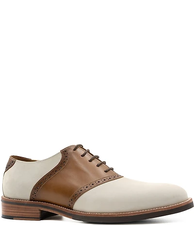 Flag LTD. Men's Copley Nubuck Leather Brogue Detail Saddle Dress Oxfords