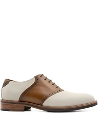 Flag LTD. Men's Copley Nubuck Leather Brogue Detail Saddle Dress Oxfords