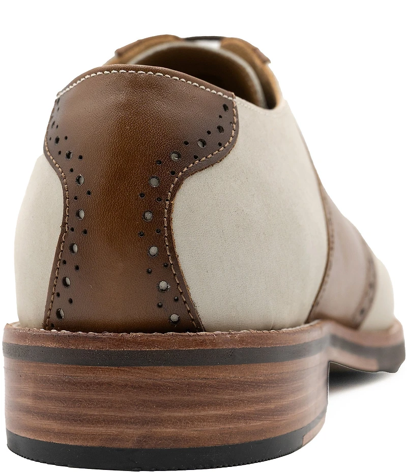Flag LTD. Men's Copley Nubuck Leather Brogue Detail Saddle Dress Oxfords