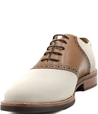 Flag LTD. Men's Copley Nubuck Leather Brogue Detail Saddle Dress Oxfords