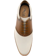Flag LTD. Men's Copley Nubuck Leather Brogue Detail Saddle Dress Oxfords