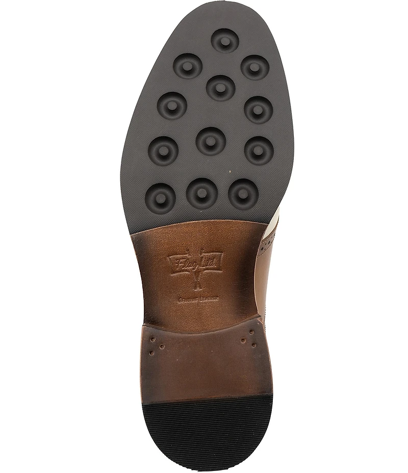 Flag LTD. Men's Copley Nubuck Leather Brogue Detail Saddle Dress Oxfords