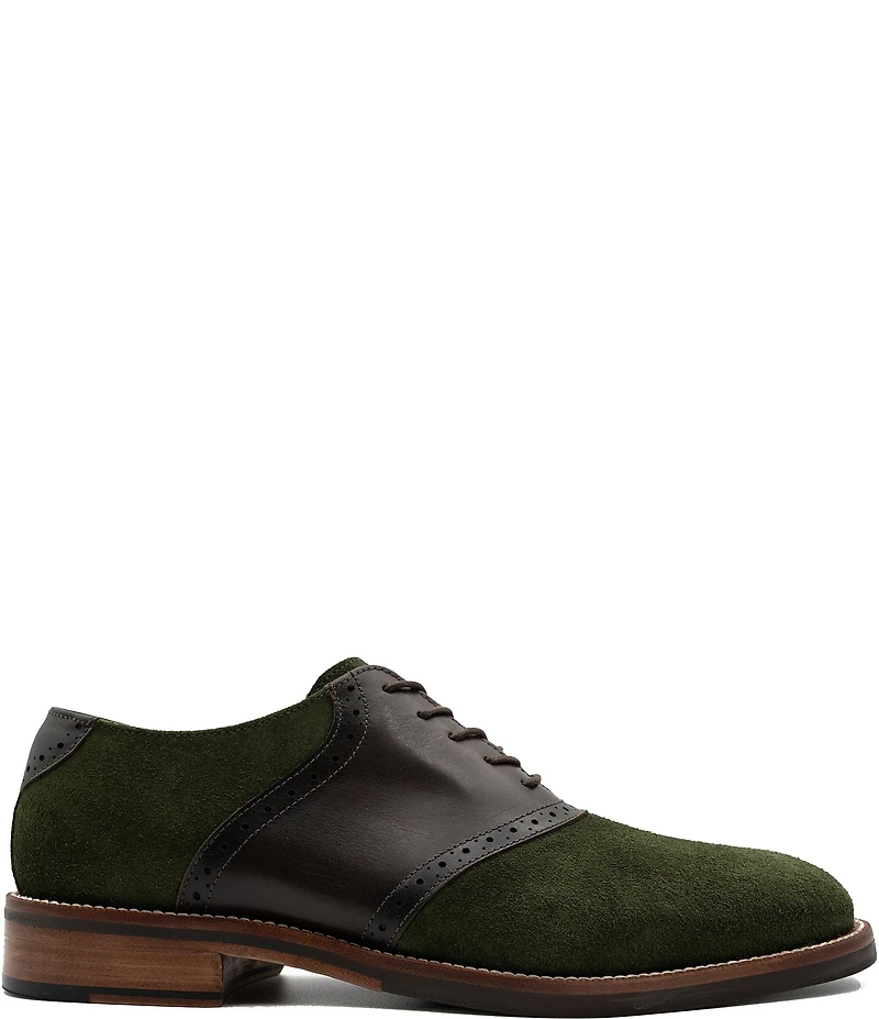 Flag LTD. Men's Copley Suede and Leather Brogue Detail Saddle Dress Oxfords