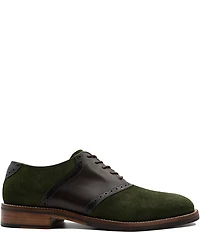Flag LTD. Men's Copley Suede and Leather Brogue Detail Saddle Dress Oxfords