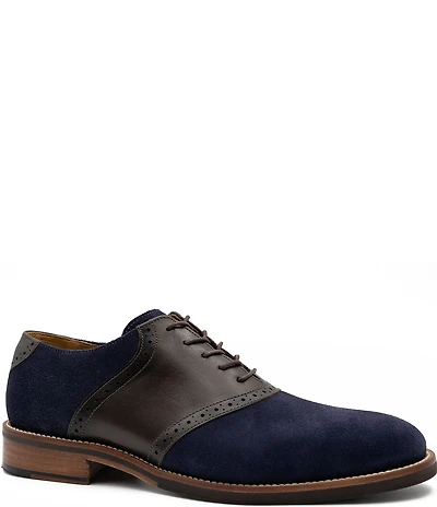 Flag LTD. Men's Copley Suede and Leather Brogue Detail Saddle Dress Oxfords