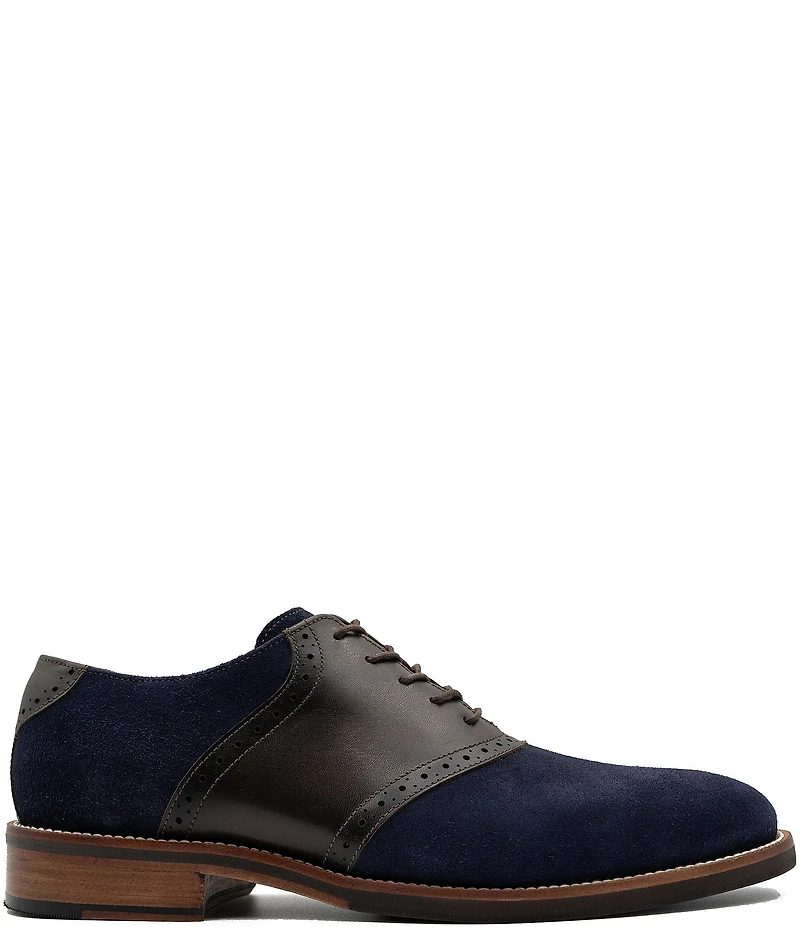 Flag LTD. Men's Copley Suede and Leather Brogue Detail Saddle Dress Oxfords