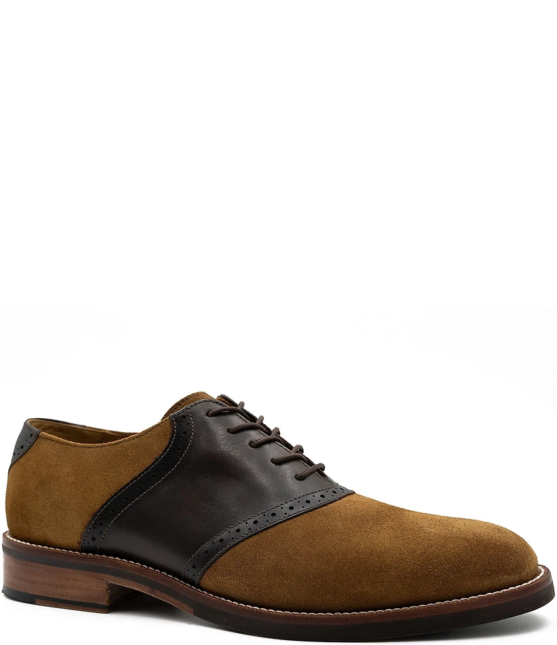 Flag LTD. Men's Copley Suede and Leather Brogue Detail Saddle Dress Oxfords