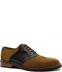 Flag LTD. Men's Copley Suede and Leather Brogue Detail Saddle Dress Oxfords