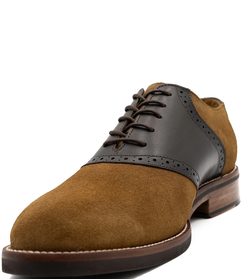 Flag LTD. Men's Copley Suede and Leather Brogue Detail Saddle Dress Oxfords