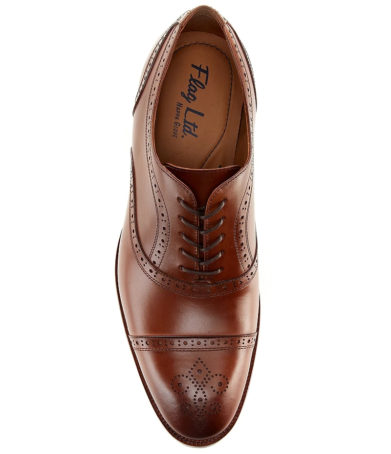 Flag LTD. Men's Harmon Leather Brogue Detail Cap Toe Dress Oxfords
