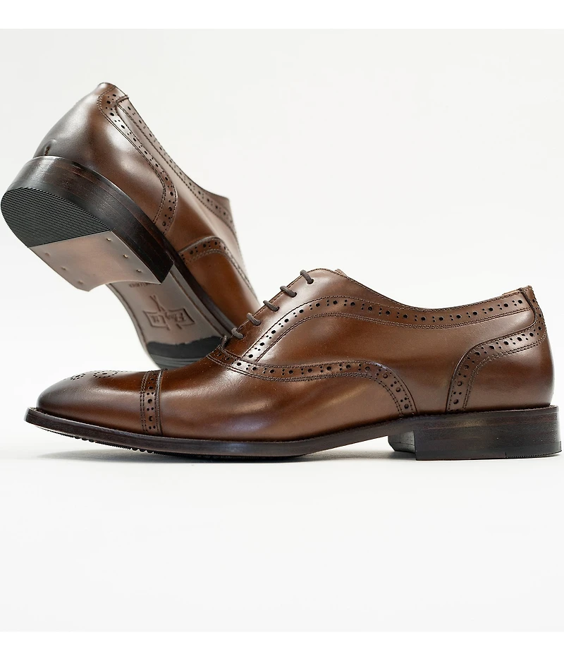 Flag LTD. Men's Harmon Leather Brogue Detail Cap Toe Dress Oxfords