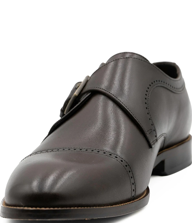 Flag LTD. Men's Harmon Cap Toe Leather Monk Strap Oxfords