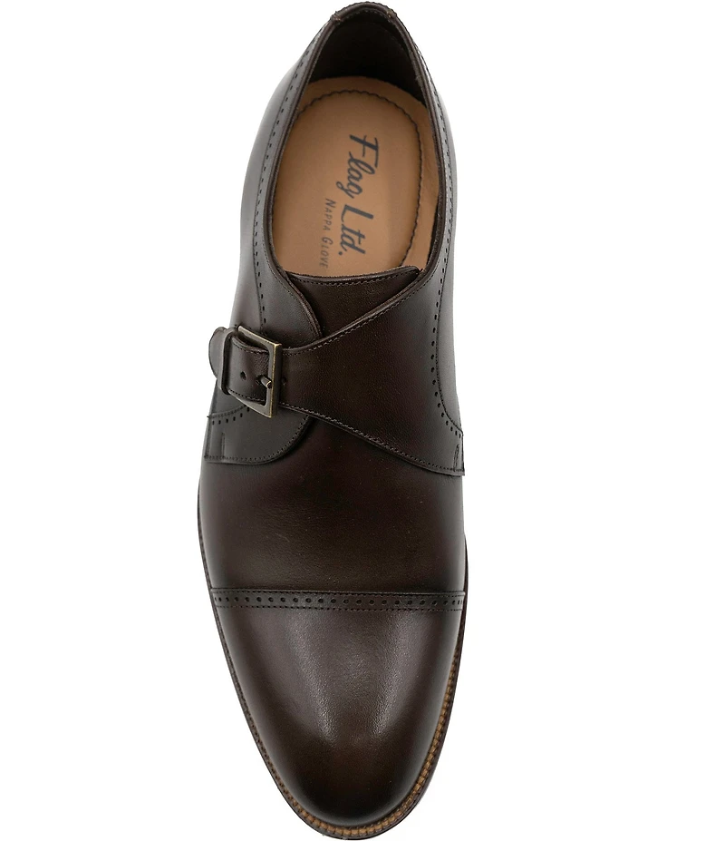 Flag LTD. Men's Harmon Cap Toe Leather Monk Strap Oxfords