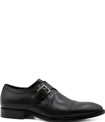 Flag LTD. Men's Harmon Cap Toe Leather Monk Strap Oxfords