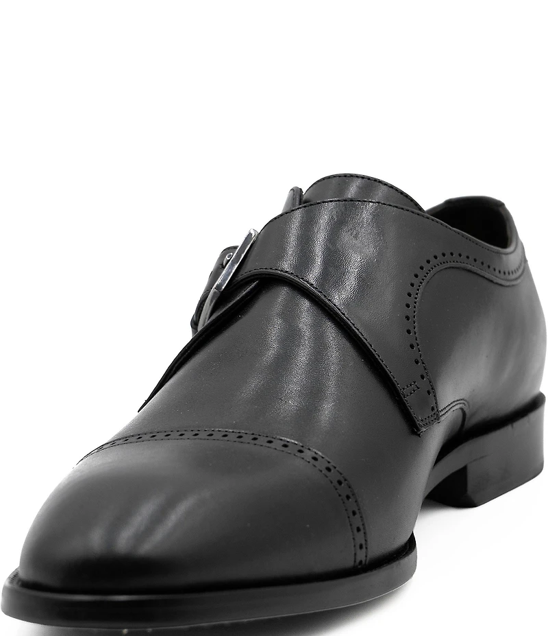 Flag LTD. Men's Harmon Cap Toe Leather Monk Strap Oxfords