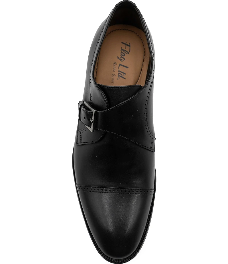 Flag LTD. Men's Harmon Cap Toe Leather Monk Strap Oxfords