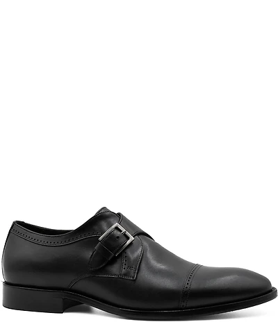 Flag LTD. Men's Harmon Cap Toe Leather Monk Strap Oxfords