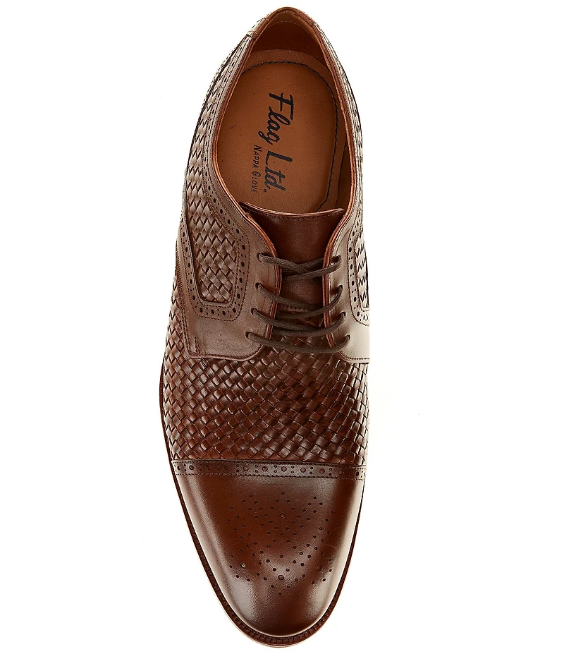 Flag LTD. Men's Harmon Woven Leather Cap Toe Dress Oxfords