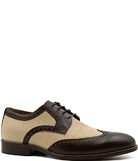 Flag LTD. Men's Kent Leather Raffia Wingtip Brogue Dress Oxfords