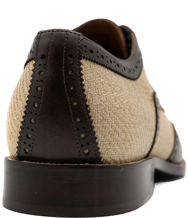 Flag LTD. Men's Kent Leather Raffia Wingtip Brogue Dress Oxfords