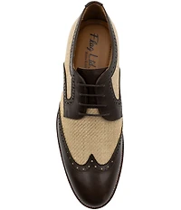 Flag LTD. Men's Kent Leather Raffia Wingtip Brogue Dress Oxfords