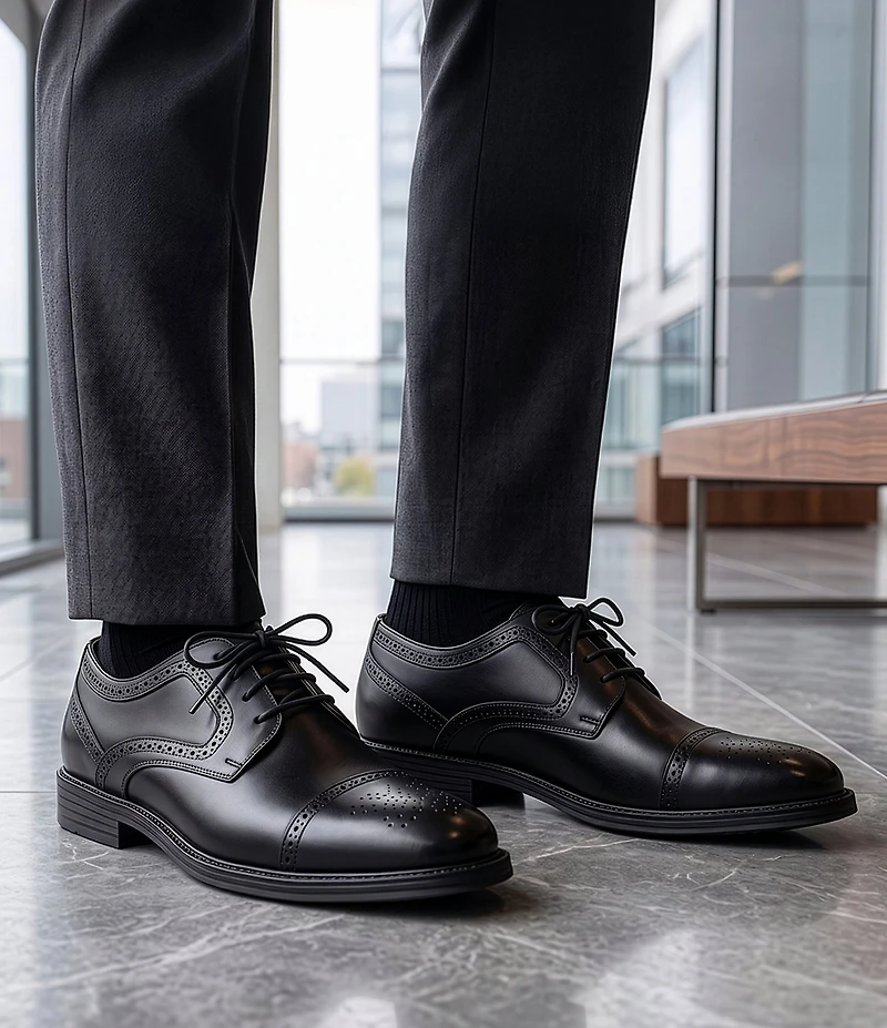 Flag LTD. Men's Marcus Leather Brogue Detail Cap Toe Dress Oxfords