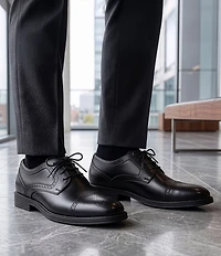 Flag LTD. Men's Marcus Leather Brogue Detail Cap Toe Dress Oxfords