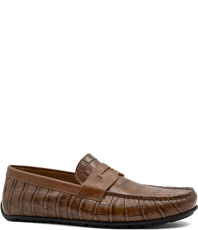 Flag LTD. Men's Mario Crocodile Embossed Leather Penny Loafer Drivers