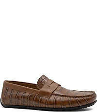 Flag LTD. Men's Mario Crocodile Embossed Leather Penny Loafer Drivers
