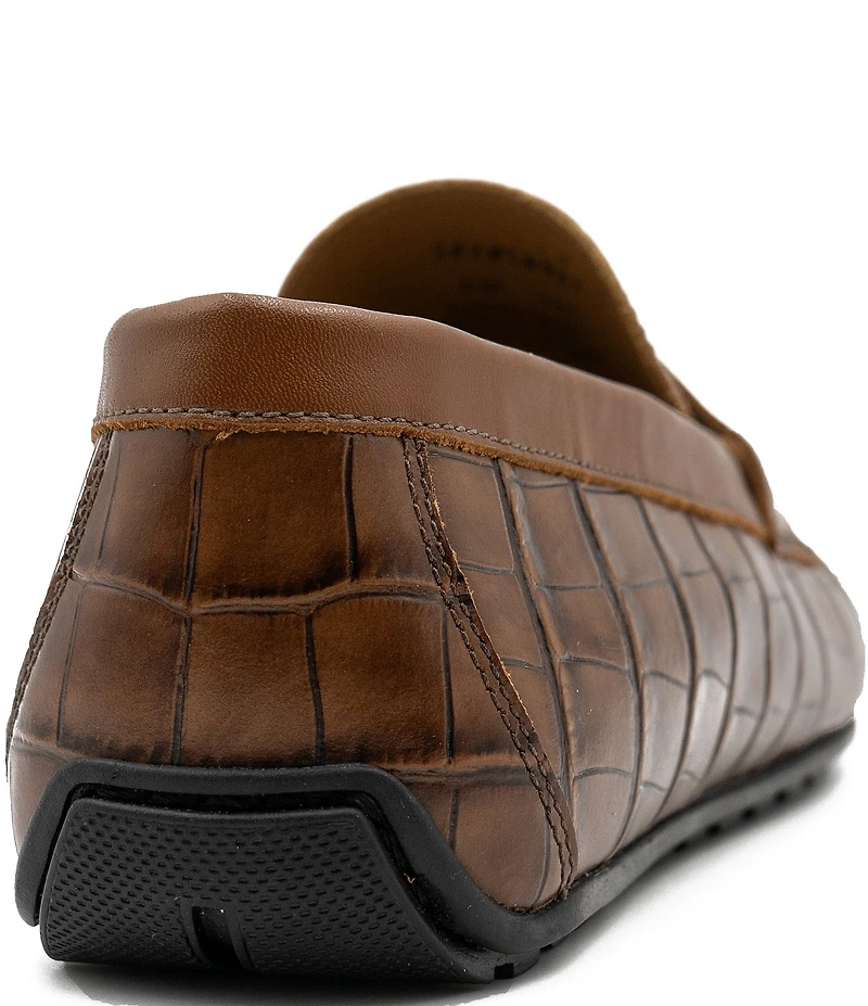 Flag LTD. Men's Mario Crocodile Embossed Leather Penny Loafer Drivers