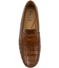 Flag LTD. Men's Mario Crocodile Embossed Leather Penny Loafer Drivers