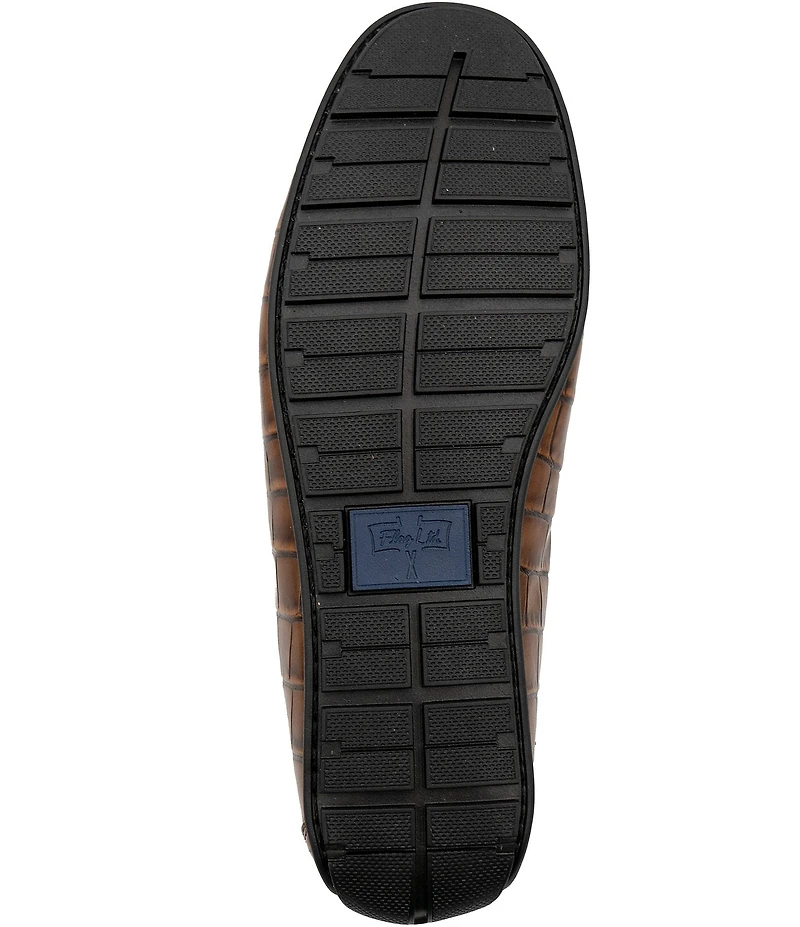 Flag LTD. Men's Mario Crocodile Embossed Leather Penny Loafer Drivers