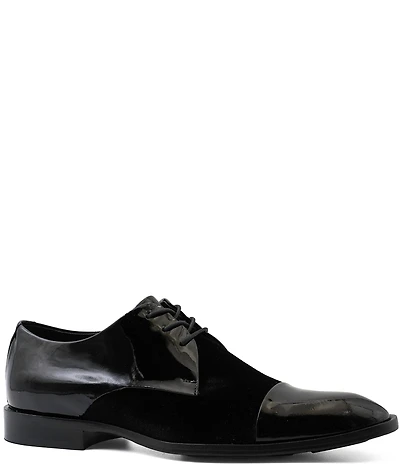 Flag LTD. Men's Nathan Cap Toe Leather and Velvet Combination Dress Oxfords