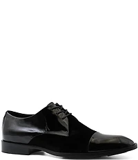 Flag LTD. Men's Nathan Cap Toe Leather and Velvet Combination Dress Oxfords