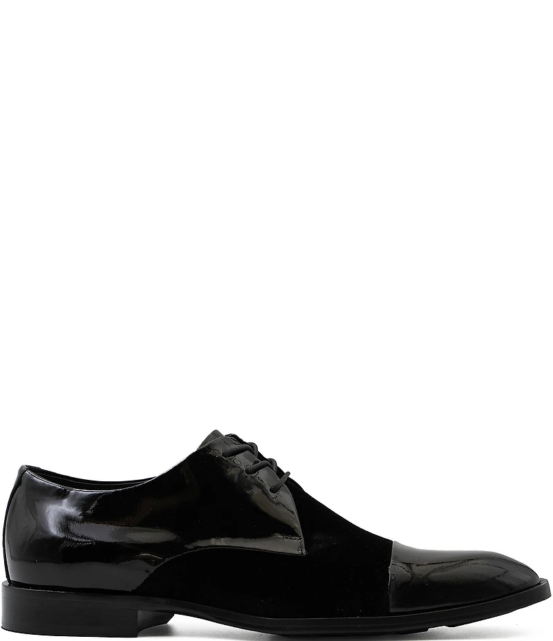 Flag LTD. Men's Nathan Cap Toe Leather and Velvet Combination Dress Oxfords
