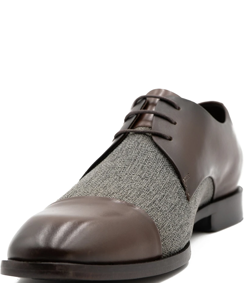 Flag LTD. Men's Nathan Leather and Linen Cap Toe Dress Oxfords