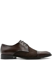 Flag LTD. Men's Nathan Leather Cap Toe and Crocodile Embossed Suede Dress Oxfords