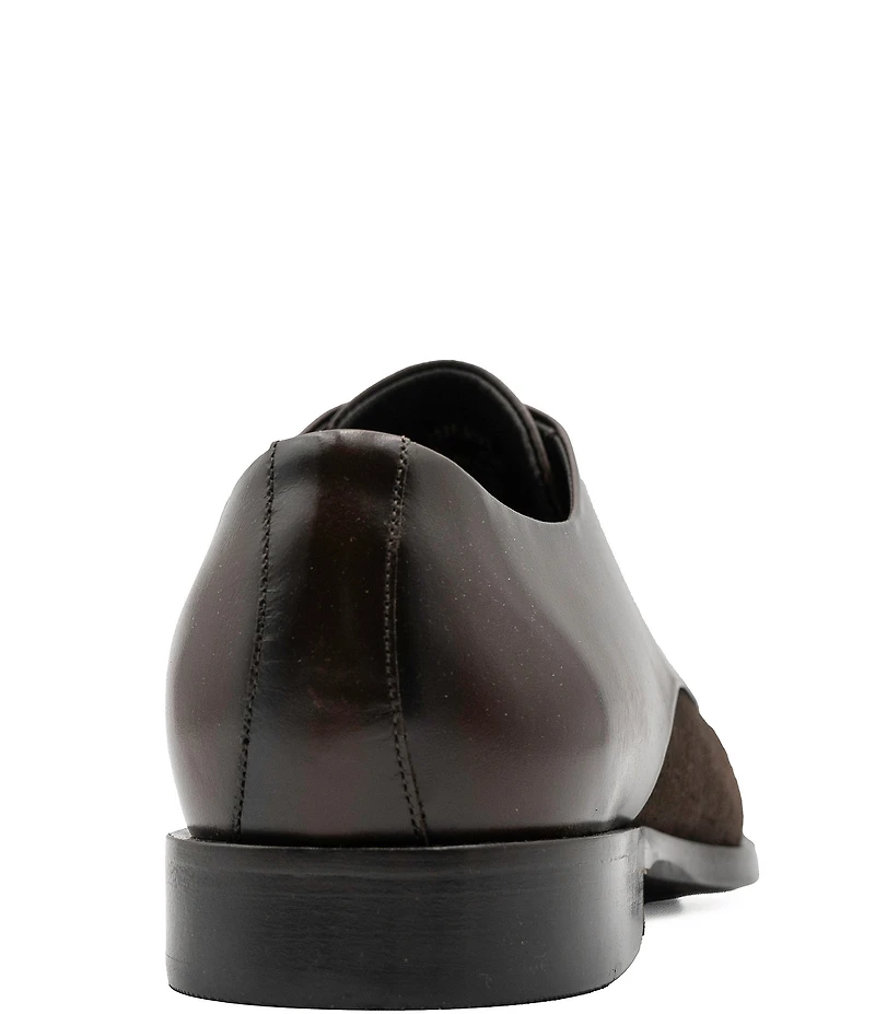 Flag LTD. Men's Nathan Leather Cap Toe and Crocodile Embossed Suede Dress Oxfords