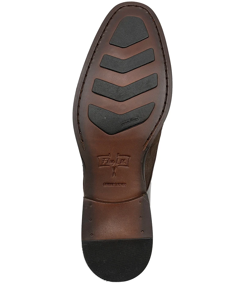 Flag LTD. Men's Nathan Leather Cap Toe and Crocodile Embossed Suede Dress Oxfords