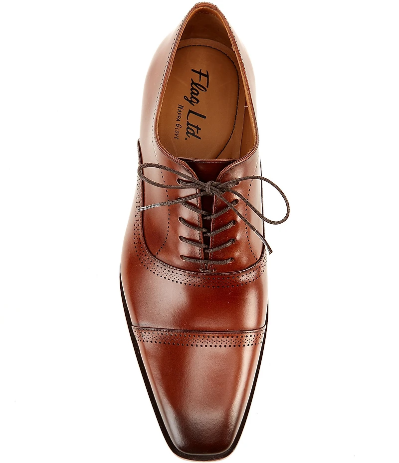 Flag LTD. Men's Noble Leather Brogue Detail Cap Toe Dress Shoes