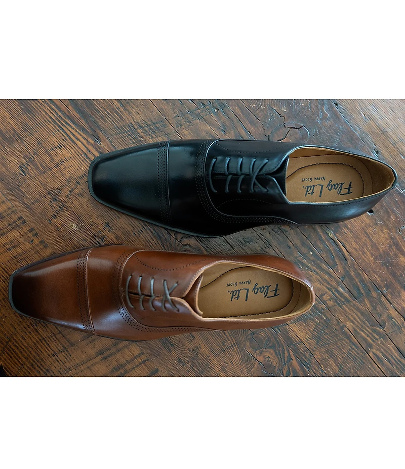 Flag LTD. Men's Noble Leather Brogue Detail Cap Toe Dress Shoes