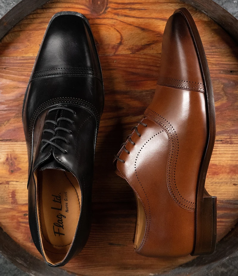 Flag LTD. Men's Noble Leather Brogue Detail Cap Toe Dress Shoes