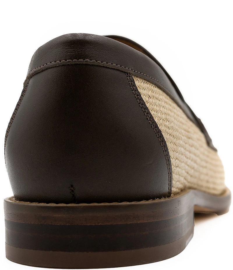 Flag LTD. Men's Rowen Raffia Leather Penny Loafers