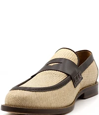 Flag LTD. Men's Rowen Raffia Leather Penny Loafers