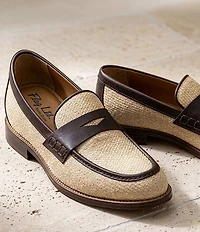 Flag LTD. Men's Rowen Raffia Leather Penny Loafers